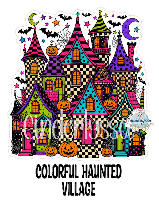 Colorful Haunted Village Cardstock Silicone Mold, Aroma Bead Molds, Premium Cardstock Images