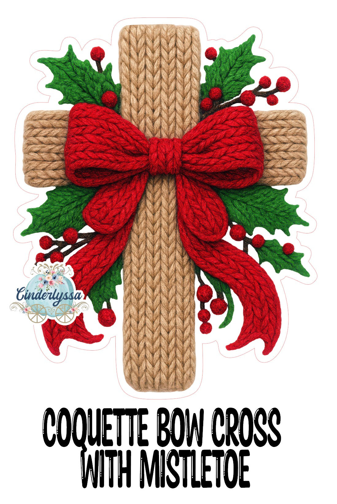 Coquette Bow Cross With Mistletoe Cardstock Silicone Mold, Aroma Bead Molds, Premium Cardstock Images