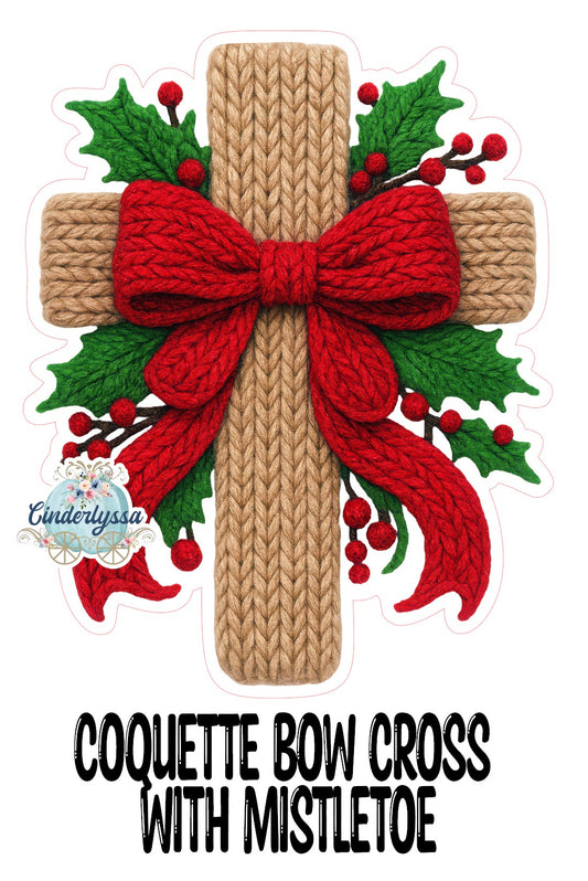 Coquette Bow Cross With Mistletoe Cardstock Silicone Mold, Aroma Bead Molds, Premium Cardstock Images