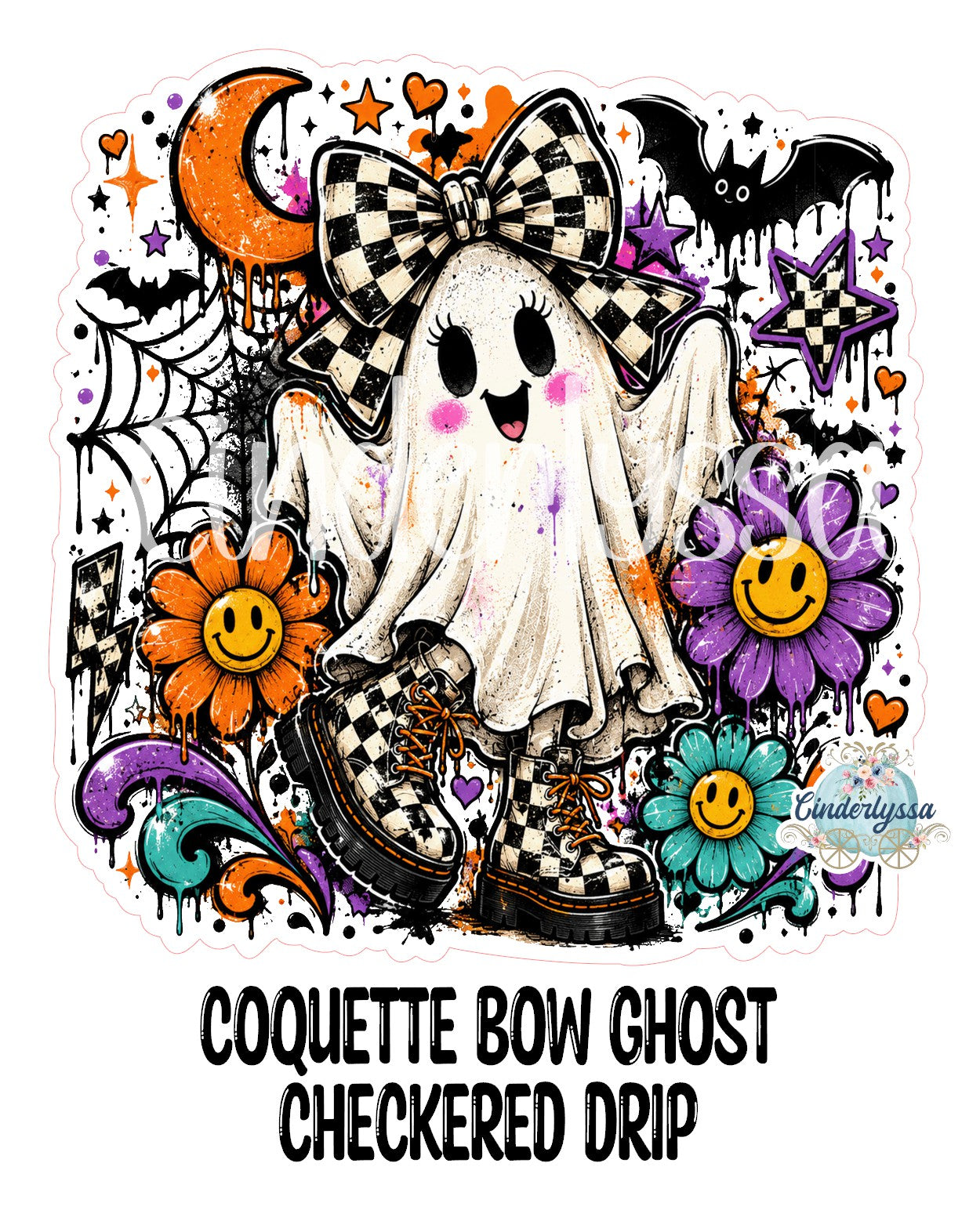 Coquette Bow Ghost Checkered Drip Cardstock Silicone Mold, Aroma Bead Molds, Premium Cardstock Images