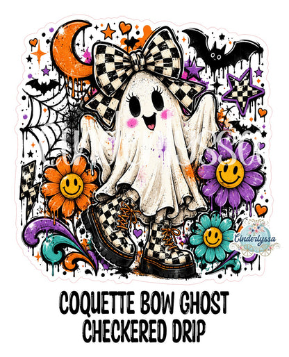 Coquette Bow Ghost Checkered Drip Cardstock Silicone Mold, Aroma Bead Molds, Premium Cardstock Images