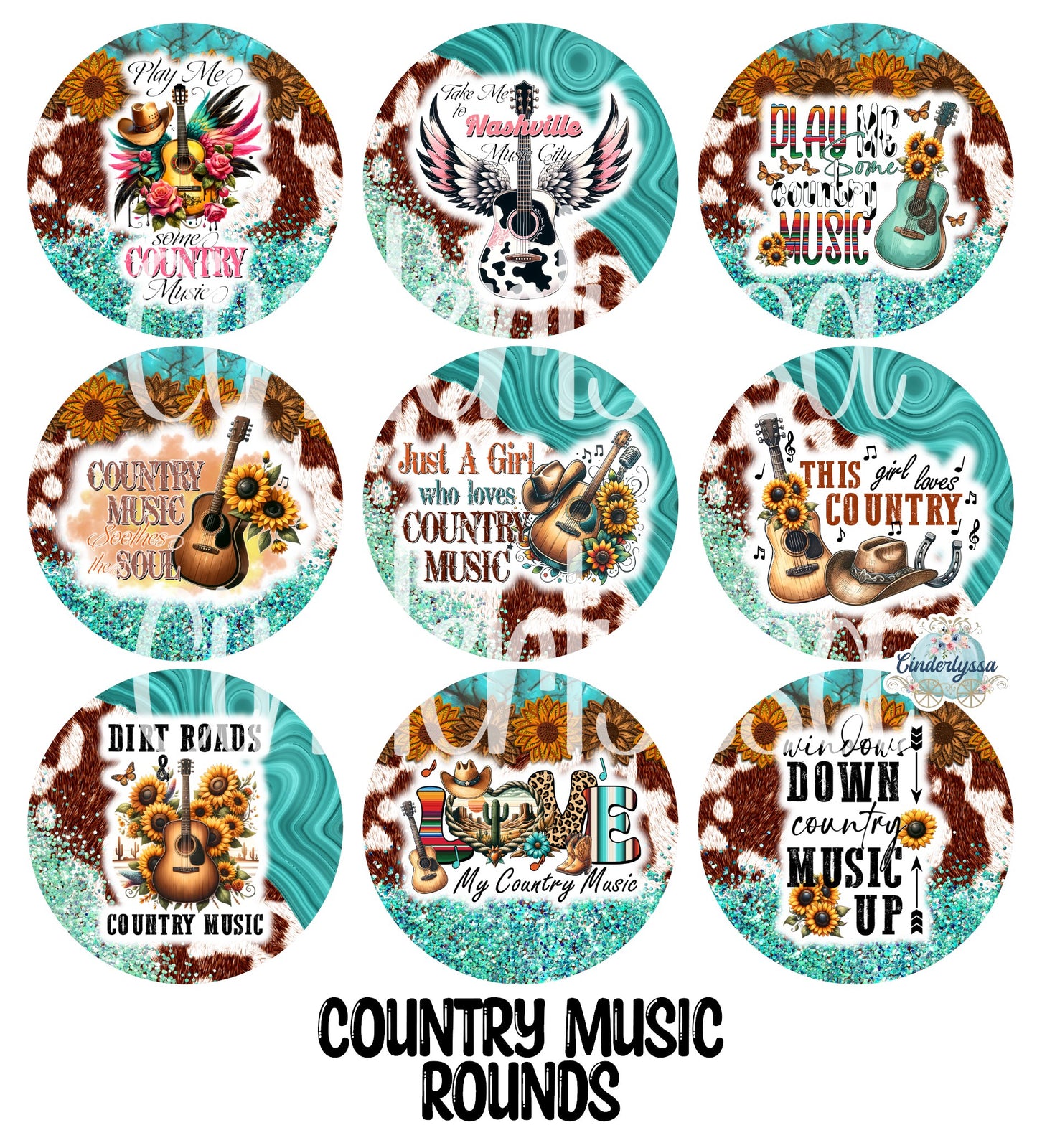 3.75 inch Round Country Music for Cardstock Silicone Mold, for Aroma Bead Molds, Premium Cardstock Images