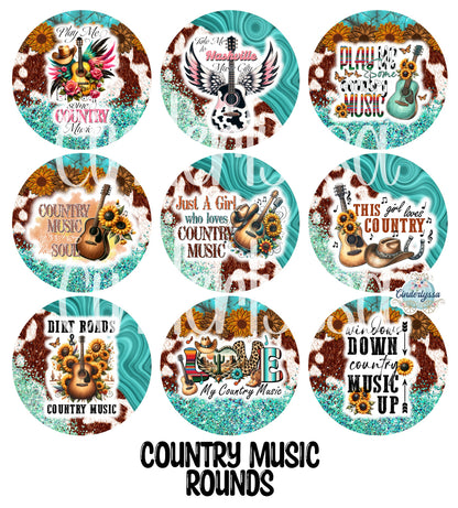 3.75 inch Round Country Music for Cardstock Silicone Mold, for Aroma Bead Molds, Premium Cardstock Images
