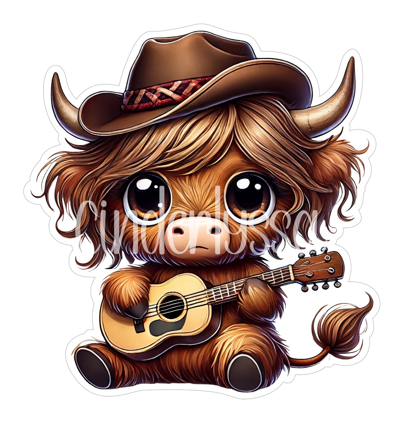 Cow Playing Acoustic Guitar Cardstock Silicone Mold, Aroma Bead Molds, Premium Cardstock Images