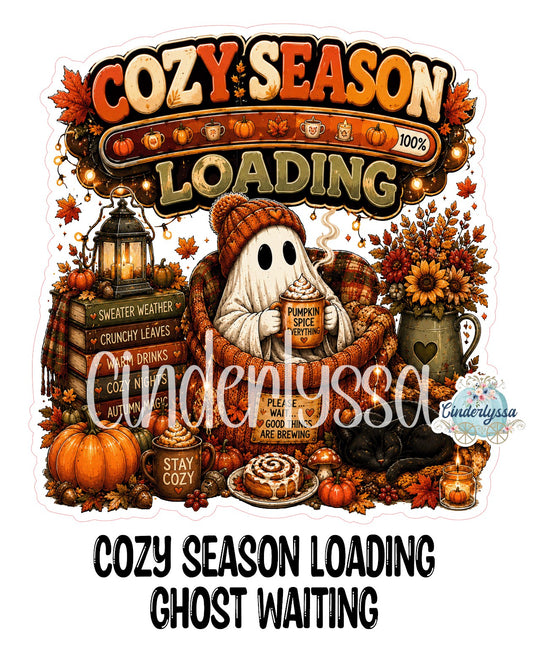 Cozy Season Loading Ghost Waiting Cardstock Silicone Mold, Aroma Bead Molds, Car Freshies, Premium Cardstock Images