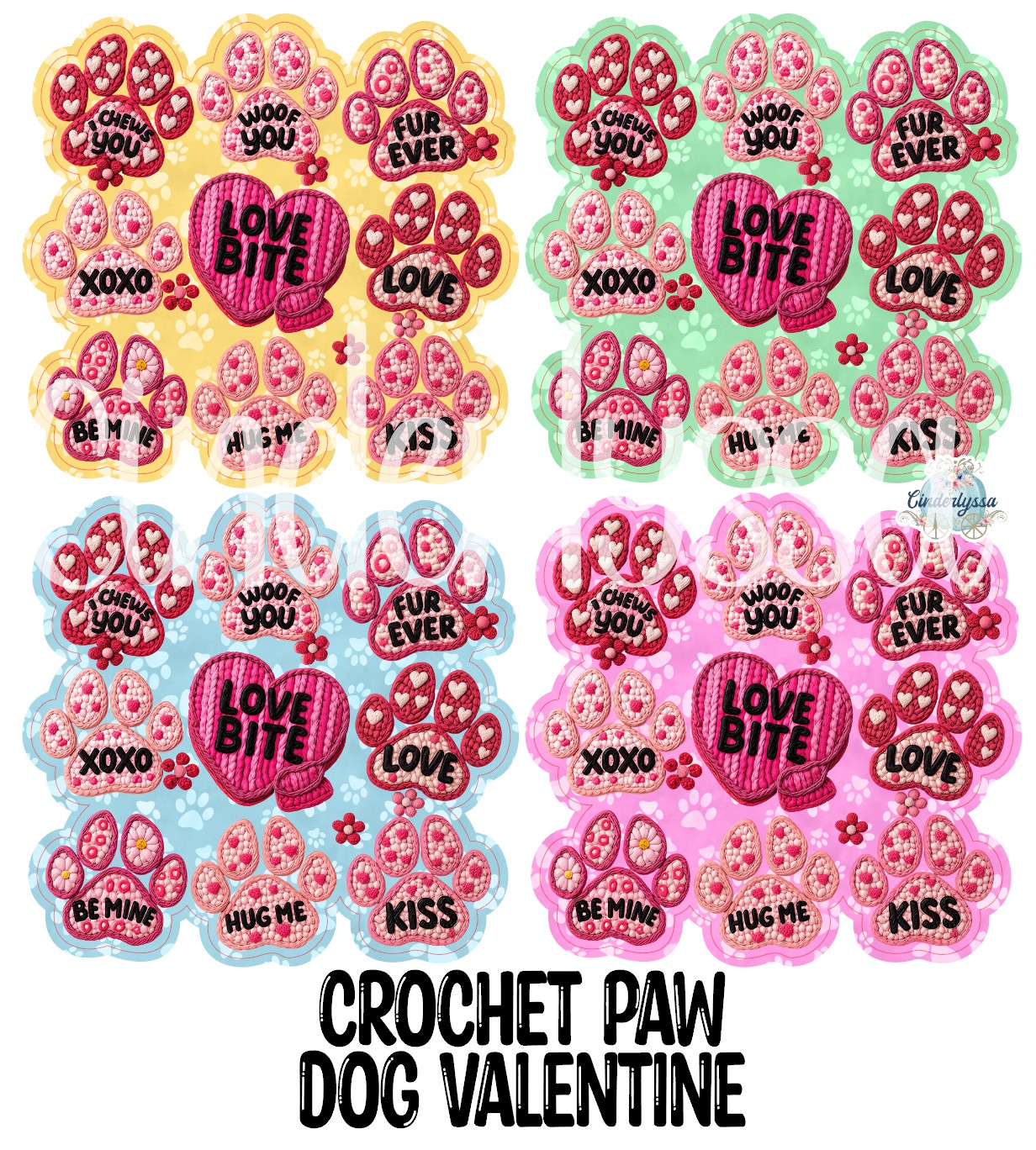 Crochet Dog Paw Valentine Cardstock Silicone Mold, Aroma Bead Molds, Premium Cardstock Images