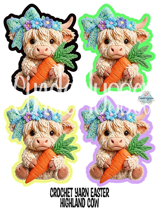 Crochet Yarn Easter Highland Cow Cardstock Silicone Mold, Aroma Bead Molds, Premium Cardstock Images