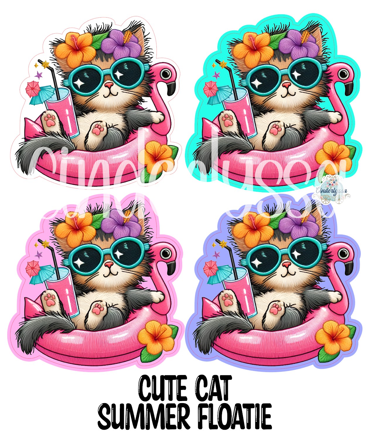 Cute Cat Summer Floatie Cardstock Silicone Mold, Aroma Bead Molds, Premium Cardstock Images