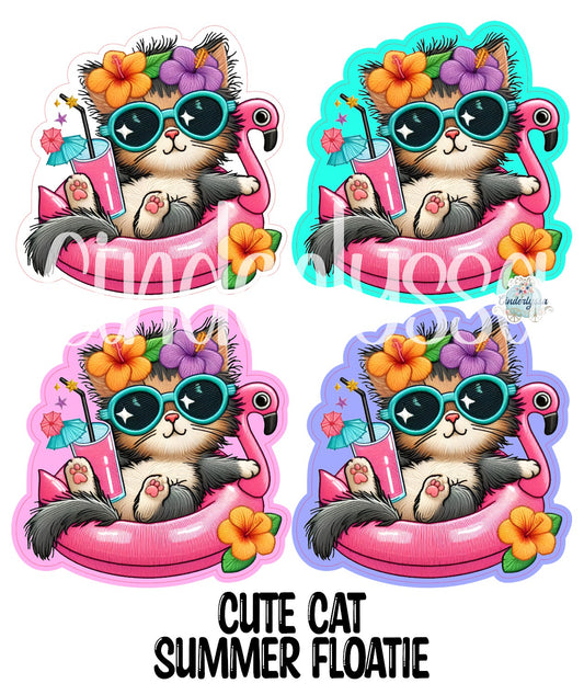Cute Cat Summer Floatie Cardstock Silicone Mold, Aroma Bead Molds, Premium Cardstock Images