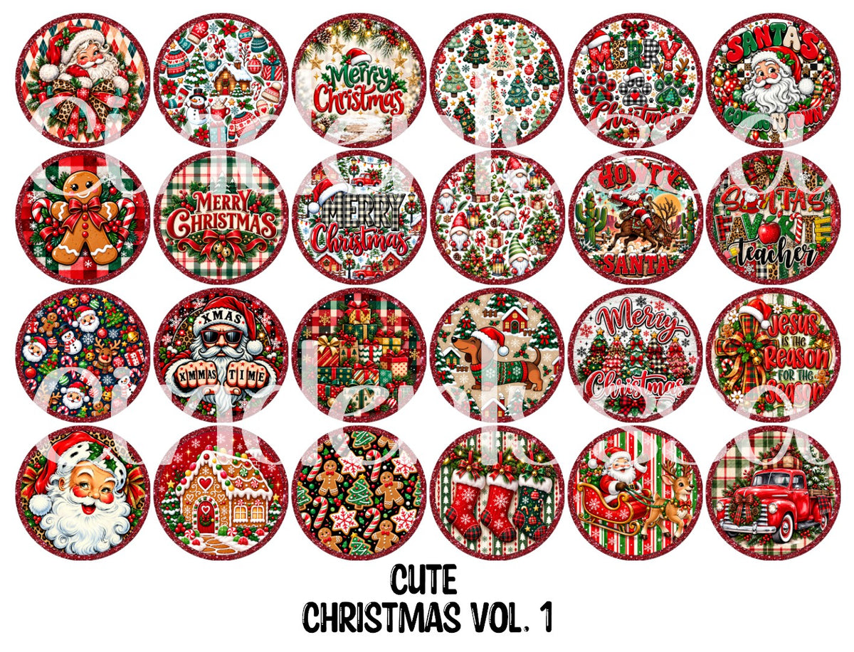Cute Christmas Vol. 1 Rounds Cardstock Only for freshies - NO MOLD for Aroma Bead Molds, Premium Cardstock Images