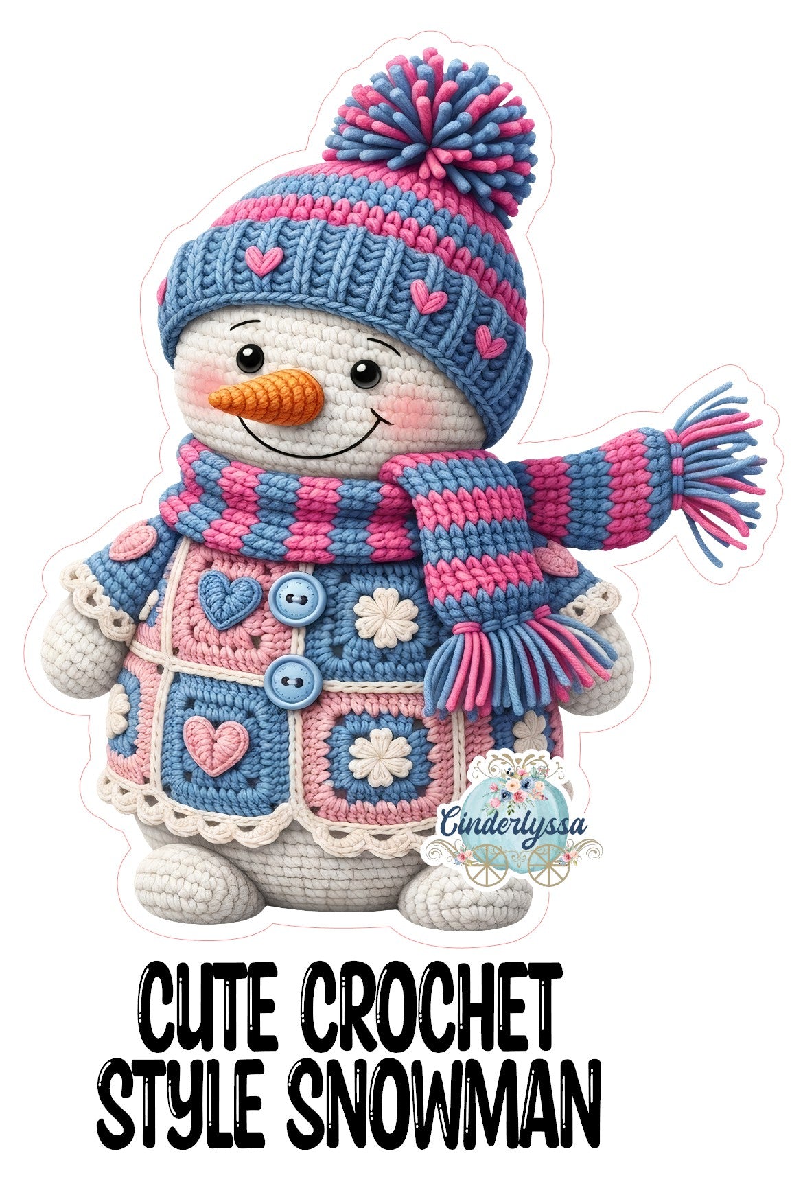 Cute Crochet Style Snowman Cardstock Silicone Mold, Aroma Bead Molds, Car Freshies, Premium Cardstock Images