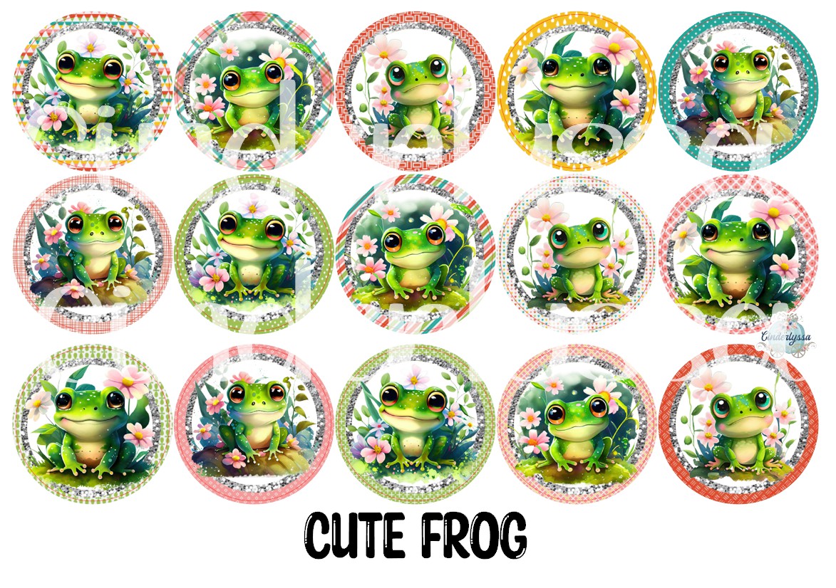 2 inch Round Cute Frog Cardstock Only for freshies Cardstock Silicone Mold, Premium Cardstock Images - NO MOLD
