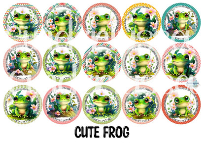3.75 inch Round Cute Frog for Cardstock Silicone Mold, for Aroma Bead Molds, Premium Cardstock Images