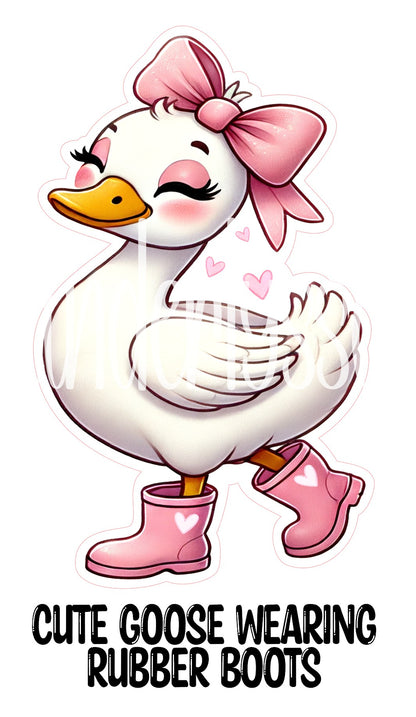 Cute Goose Wearing Rubber Boots Cardstock Silicone Mold, Aroma Bead Molds, Premium Cardstock Images