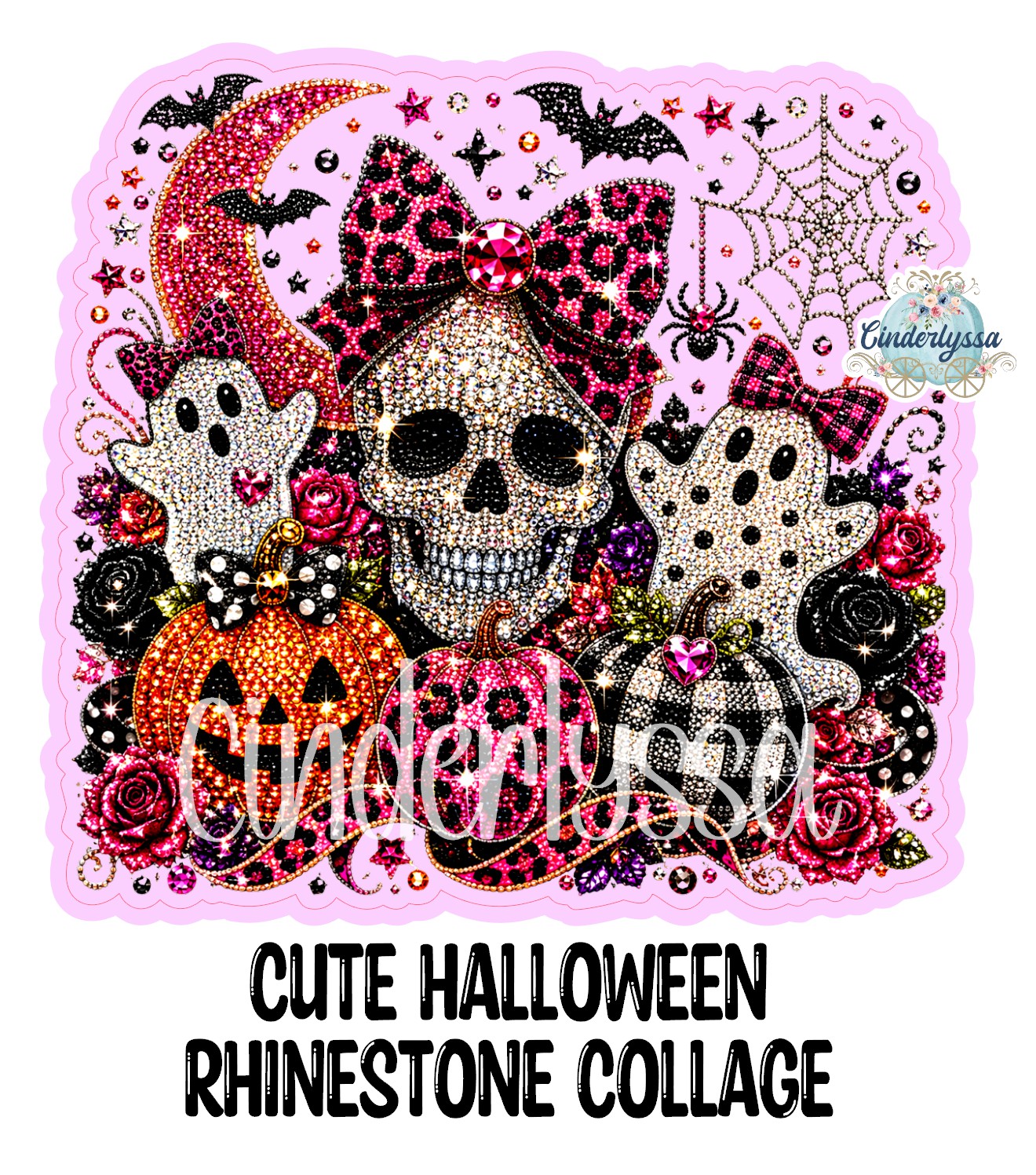 Cute Halloween Rhinestone Collage Cardstock Silicone Mold, Aroma Bead Molds, Premium Cardstock Images