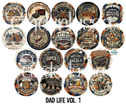3.75 inch Round Dad Life Vol. 1 for Cardstock Silicone Mold, for Aroma Bead Molds, Premium Cardstock Images