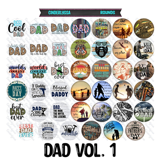 3 inch Round Dad Vol. 1 Cardstock Only for freshies -NO MOLD: for Aroma Bead Molds, Premium Cardstock Images