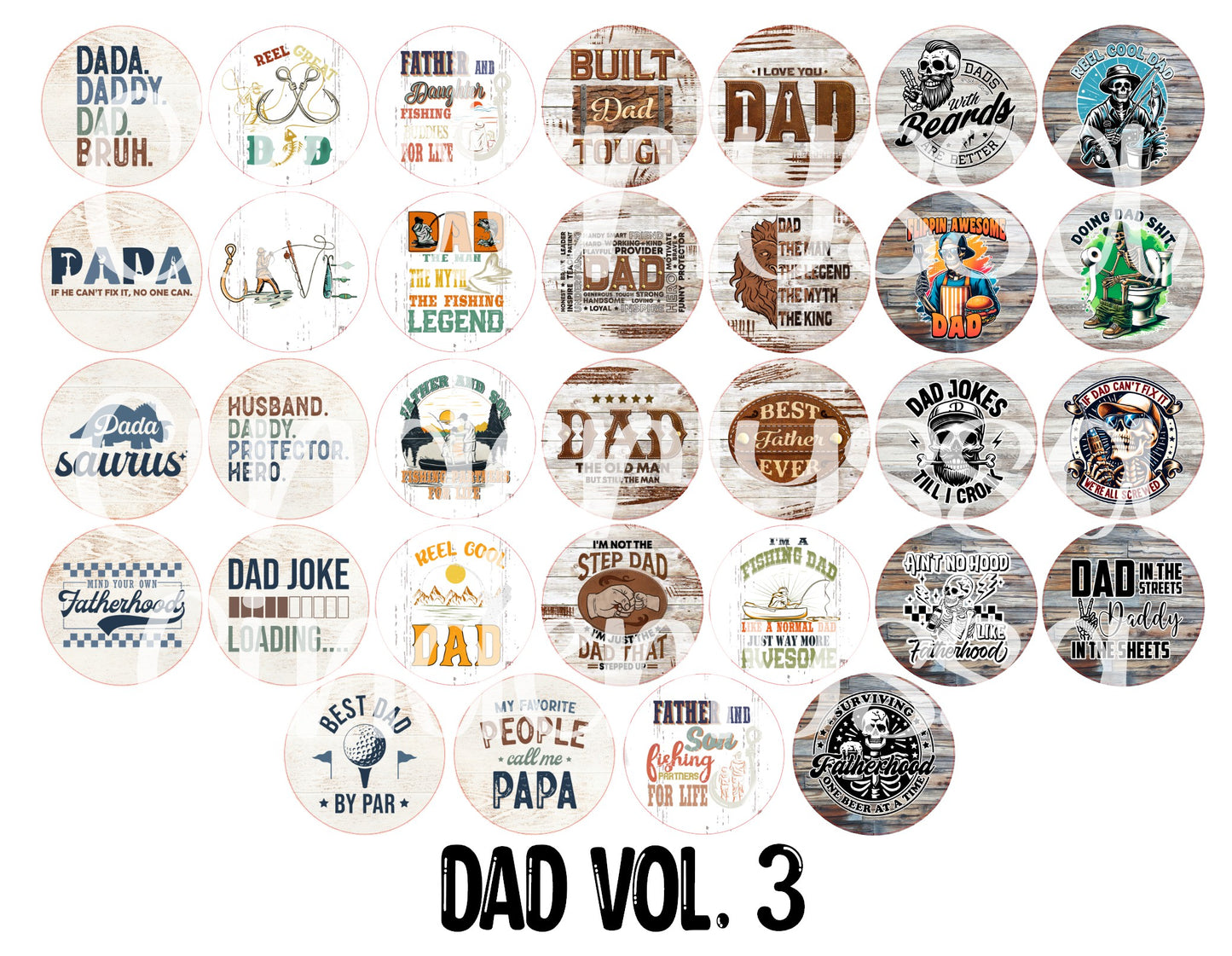 2.5 inch Round Dad Vol. 3 Cardstock Only for freshies: Cardstock Silicone Mold, Car Freshener, Premium Cardstock Images-NO MOLD