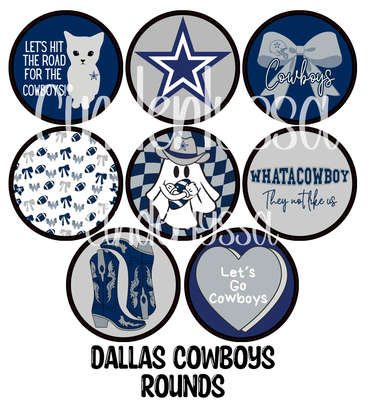 Dallas Cowboys Rounds Cardstock Only for freshies - NO MOLD for Aroma Bead Molds, Premium Cardstock Images