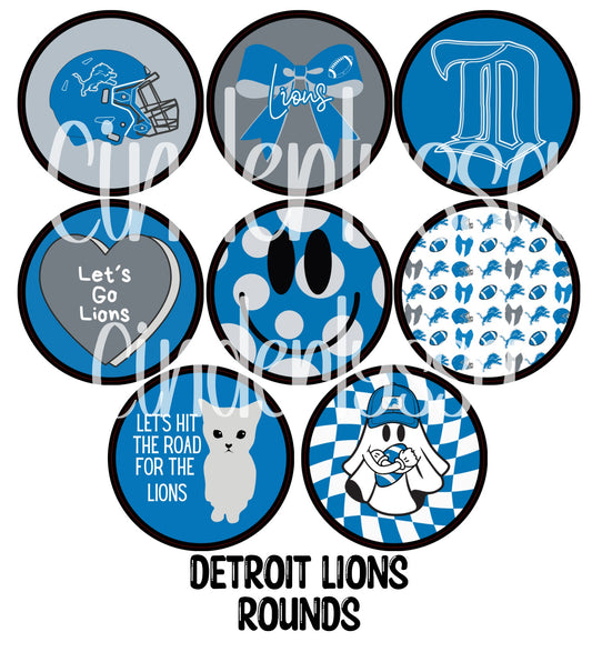 Detroit Lions Rounds Cardstock Only for freshies - NO MOLD for Aroma Bead Molds, Premium Cardstock Images