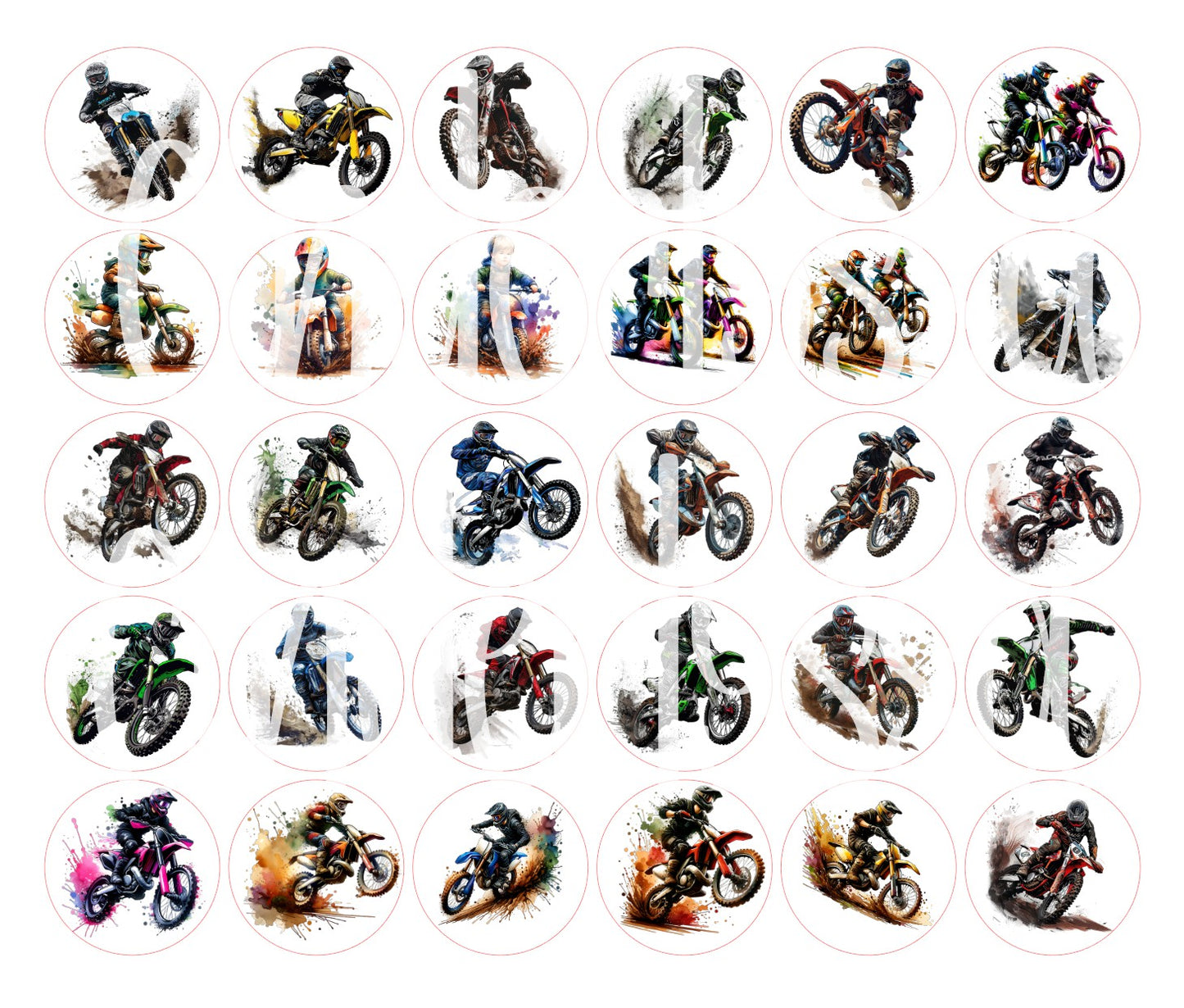2.5 inch Round Dirt Bike Cardstock Only for freshies: Cardstock Silicone Mold, Car Freshener, Premium Cardstock Images-NO MOLD