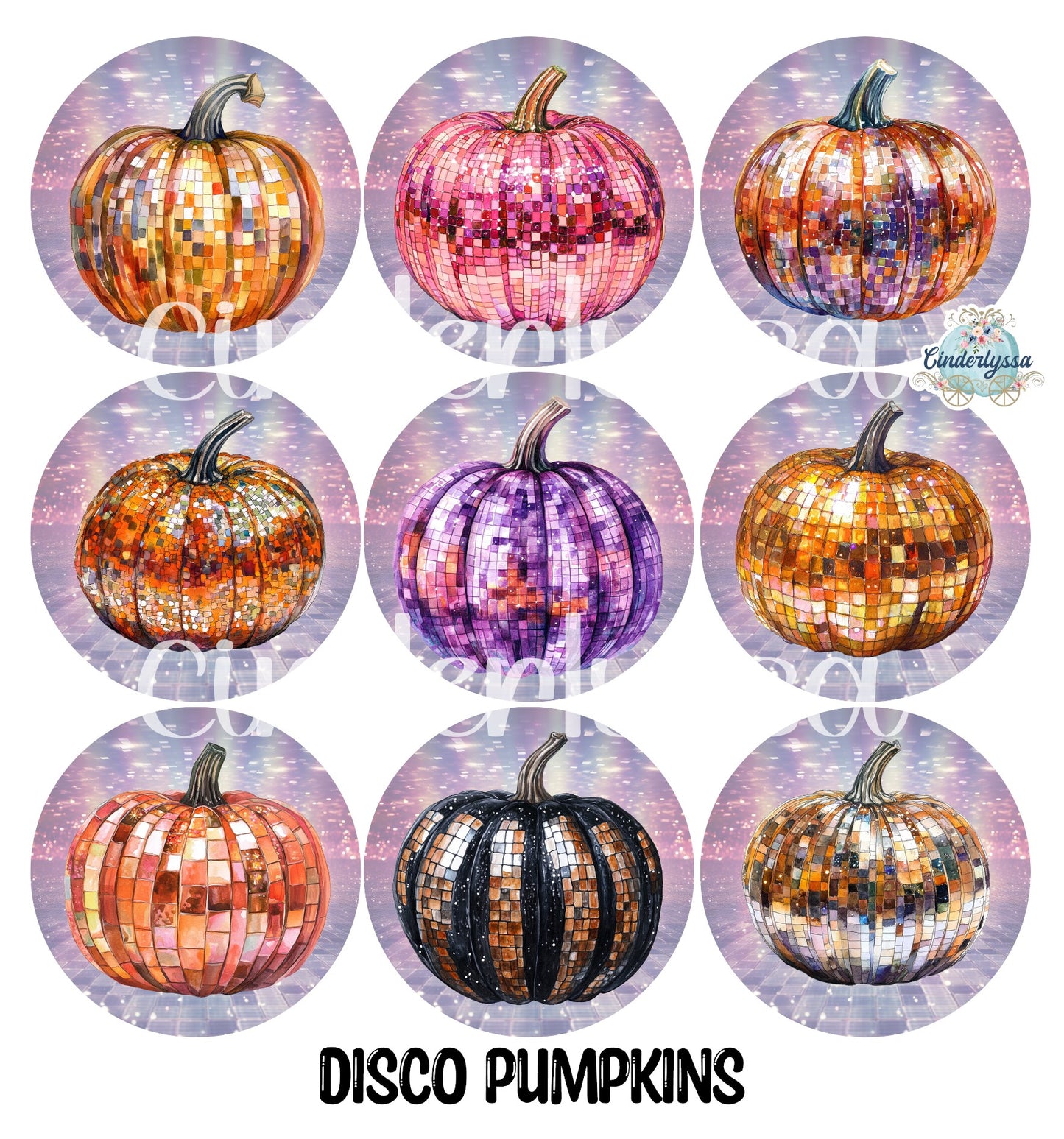 3.75 inch Round: Disco Pumpkins for Cardstock Silicone Mold, for Aroma Bead Molds, Premium Cardstock Images