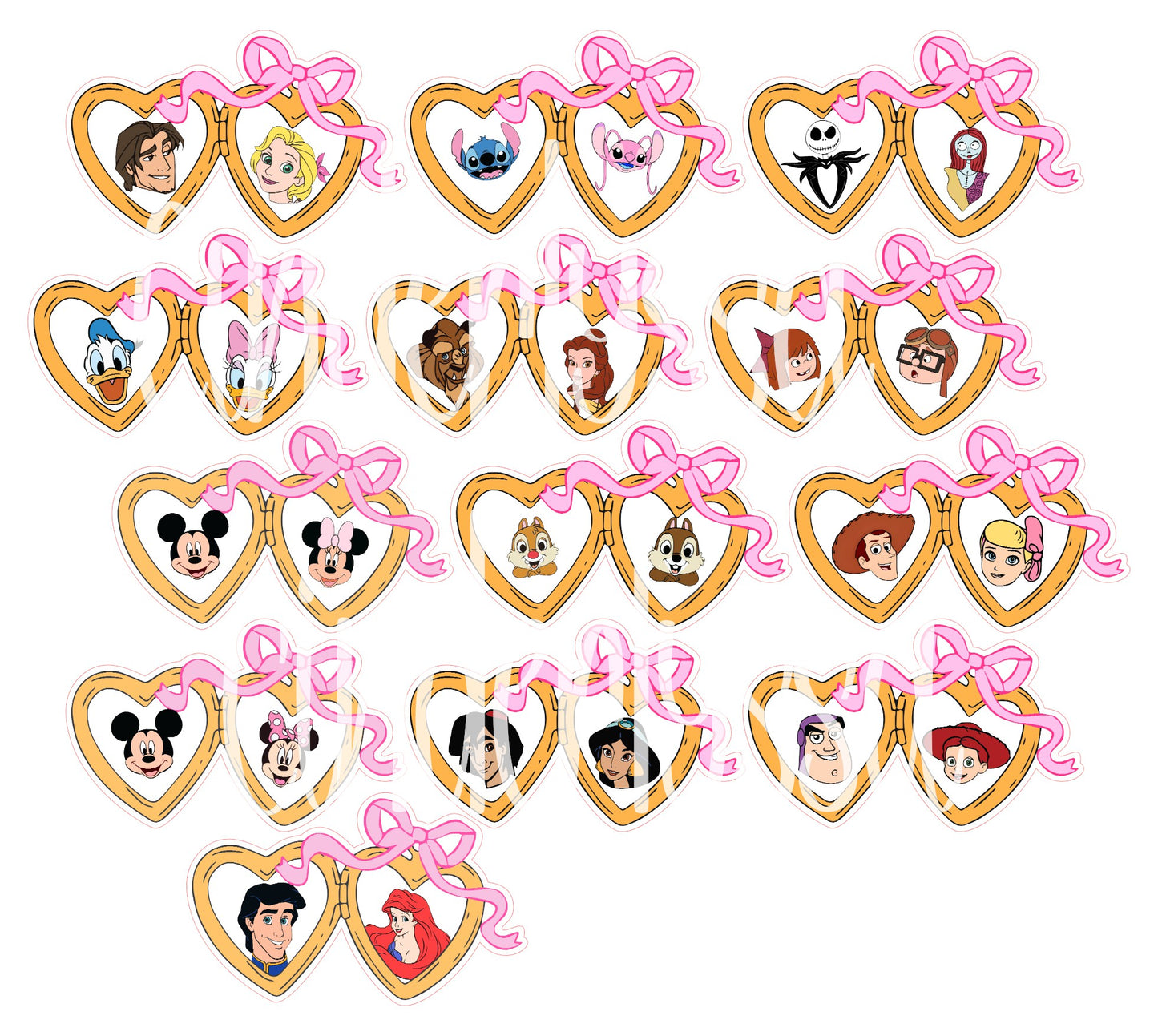 Disney Couple Heart Locket Cardstock Silicone Mold, Aroma Bead Molds, Premium Cardstock Images