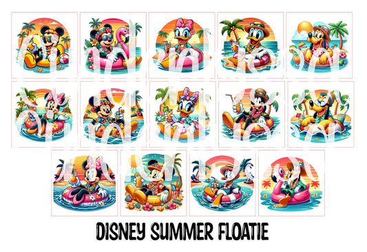 2.5 inch Square Disney Summer Floatie Cardstock Only for freshies - NO MOLD: Cardstock Silicone Mold, for Aroma Bead Molds, Premium Cardstock Images