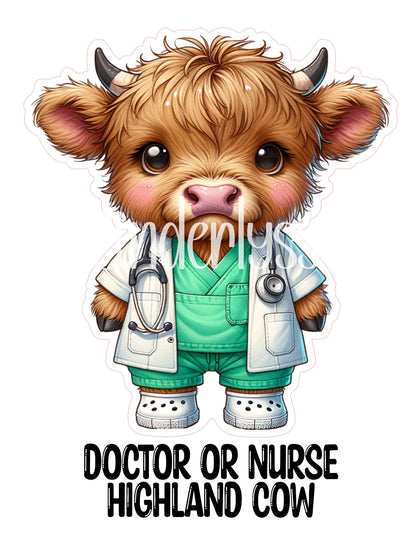 Doctor or Nurse Highland Cow Cardstock Silicone Mold, Aroma Bead Molds, Premium Cardstock Images