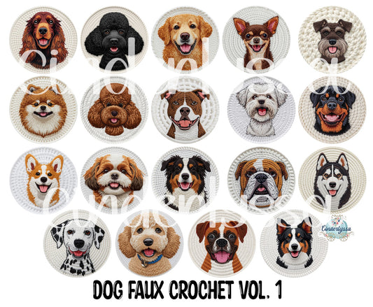 2.5 inch Round Dog Faux Crochet Vol. 1 Cardstock Only for freshies: Cardstock Silicone Mold, Car Freshener, Premium Cardstock Images-NO MOLD