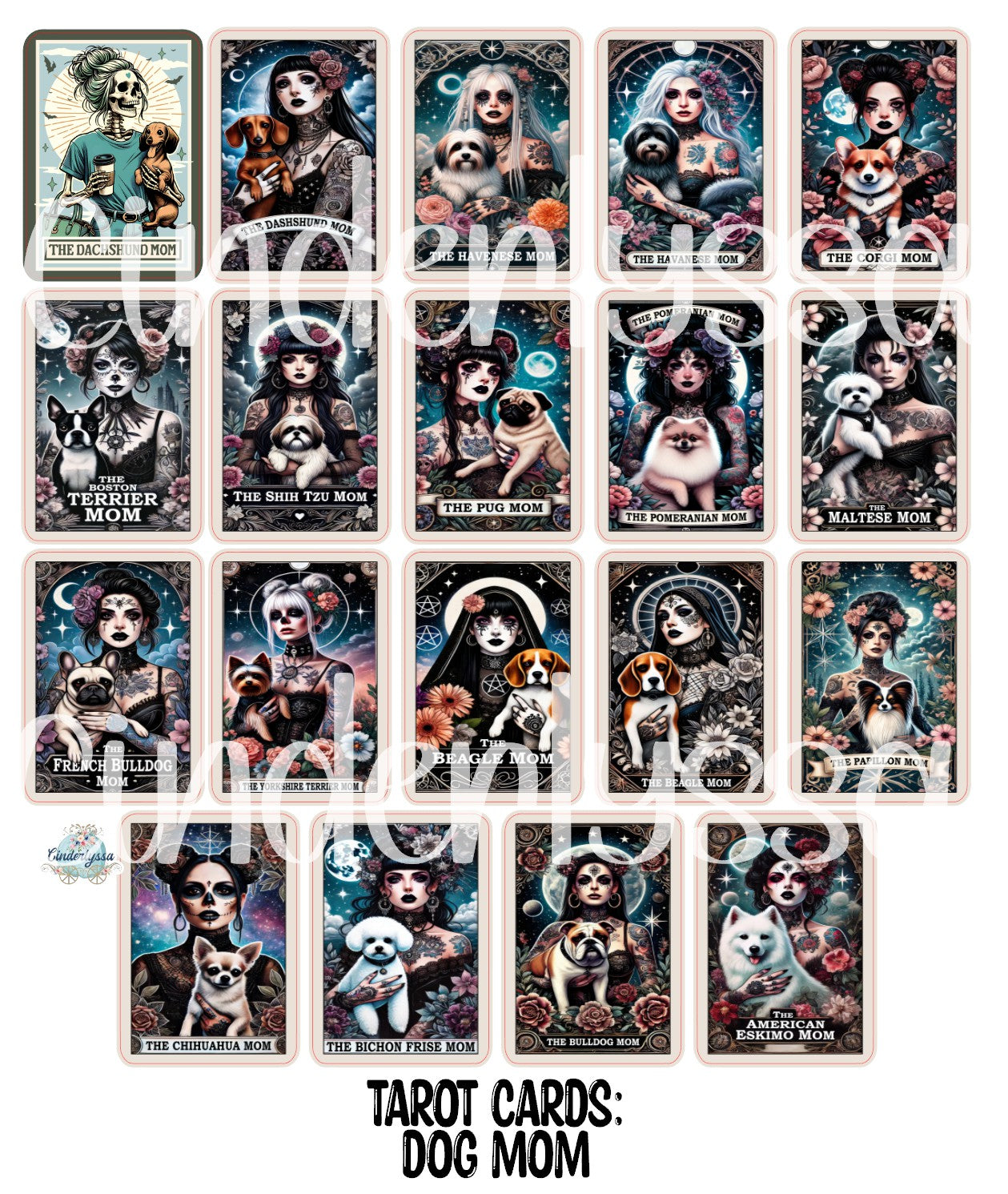 Tarot Cards: Dog Mom Dual Cavity Cardstock Silicone Mold, Aroma Bead Molds, Premium Cardstock Images