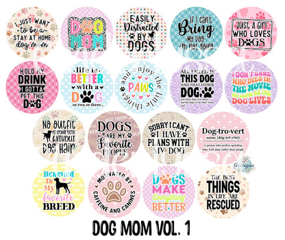 3.75 inch Round Dog Mom Vol. 1 for Cardstock Silicone Mold, for Aroma Bead Molds, Premium Cardstock Images
