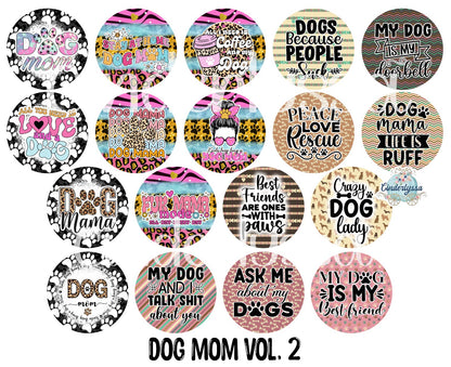 3.75 inch Round Dog Mom Vol. 2 for Cardstock Silicone Mold, for Aroma Bead Molds, Premium Cardstock Images