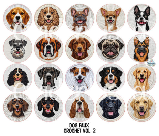 3 inch Round Dog Faux Crochet Vol. 2 Cardstock Only for freshies: Aroma Bead Molds, Premium Cardstock Images