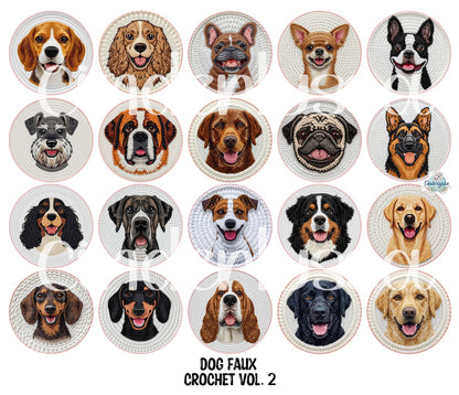 3.75 inch Round: Dog Faux Crochet Vol. 2 for Cardstock Silicone Mold, for Aroma Bead Molds, Premium Cardstock Images