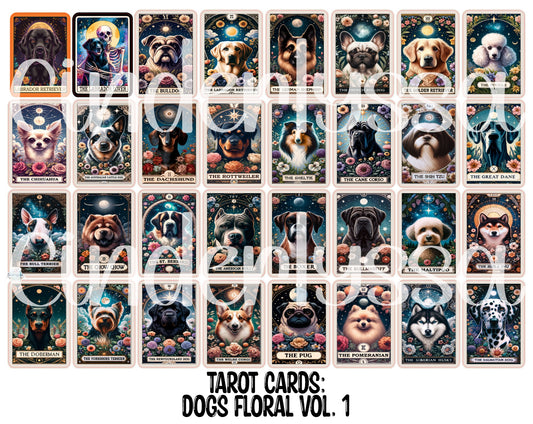 Tarot Cards: Floral Dogs Dual Cavity Cardstock Silicone Mold, Aroma Bead Molds, Premium Cardstock Images