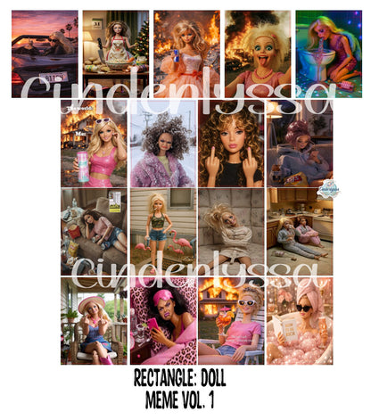 3x4 inch Rectangle: Doll Meme Vol. 1 Cardstock/Picture With .25 inch Curved Edge Cardstock Silicone Mold, Aroma Bead Molds