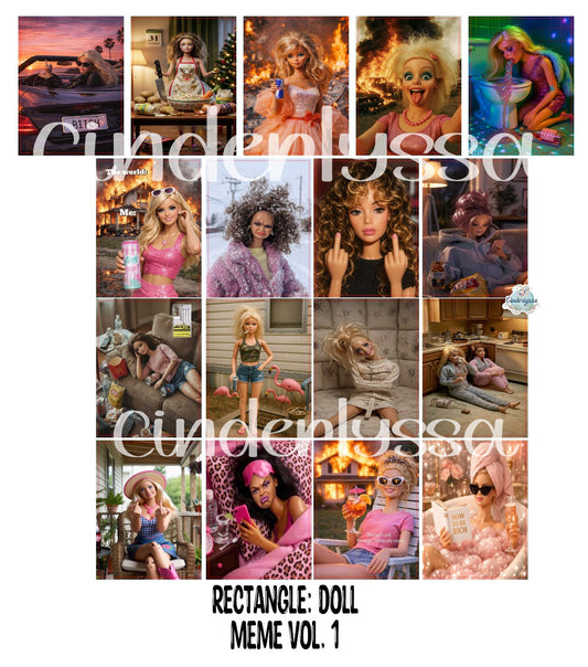 3x4 inch Rectangle: Doll Meme Vol. 1 Cardstock/Picture With .25 inch Curved Edge Cardstock Silicone Mold, Aroma Bead Molds