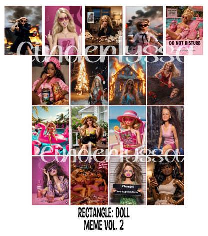 3x4 inch Rectangle: Doll Meme Vol. 2 Cardstock/Picture With .25 inch Curved Edge Cardstock Silicone Mold, Aroma Bead Molds