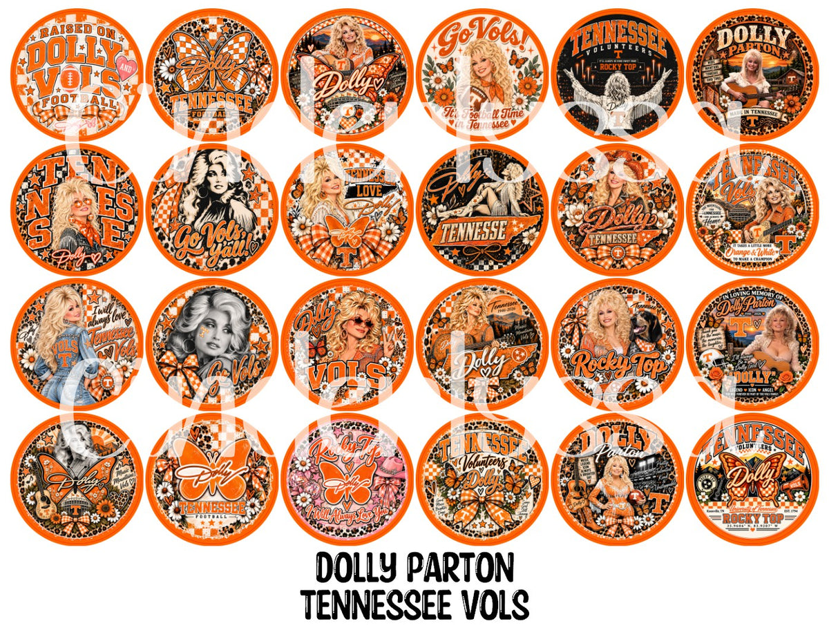 Dolly Parton Tennessee Vols Rounds Cardstock Only for freshies - NO MOLD for Aroma Bead Molds, Premium Cardstock Images