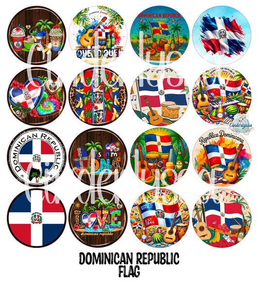 3 inch Round Dominican Republic Flag Cardstock Only for freshies - NO MOLD, for Aroma Bead Molds, Premium Cardstock Images