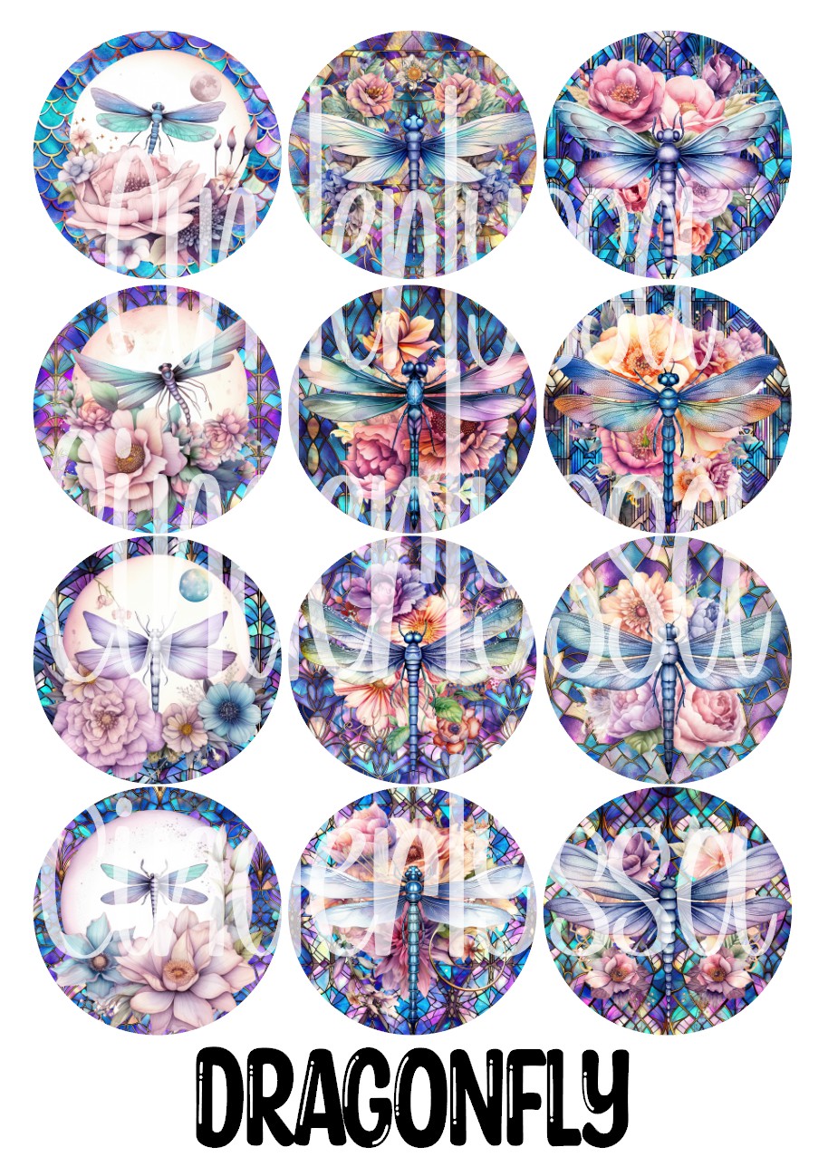 3 inch Round: Dragonfly Cardstock Only for freshies - NO MOLD for Aroma Bead Molds, Premium Cardstock Images
