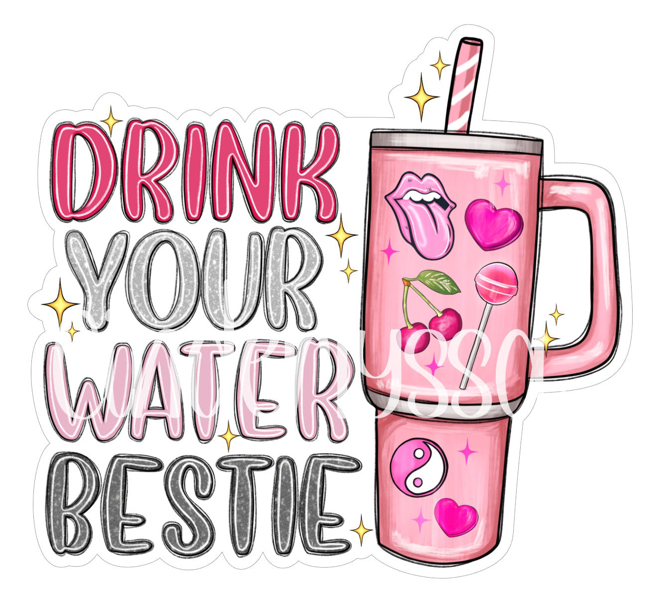 Drink Your Water Bestie Tumbler Cup Cardstock Silicone Mold, Aroma Bead Molds