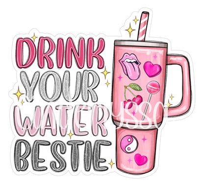 Drink Your Water Bestie Tumbler Cup Cardstock Silicone Mold, Aroma Bead Molds