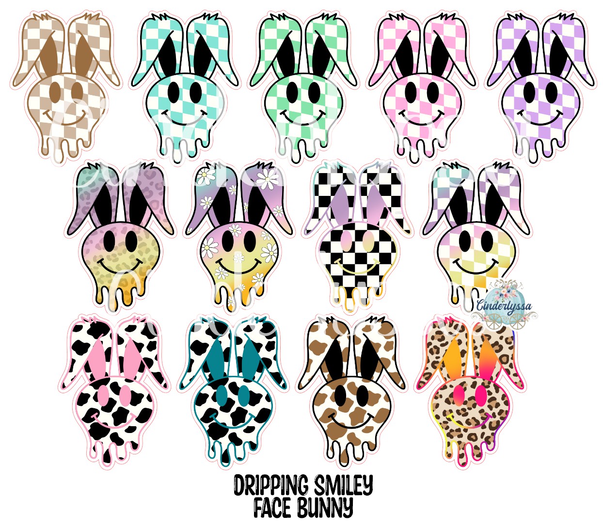 Dripping Smiley Face Bunny Cardstock Silicone Mold, Aroma Bead Molds, Premium Cardstock Images