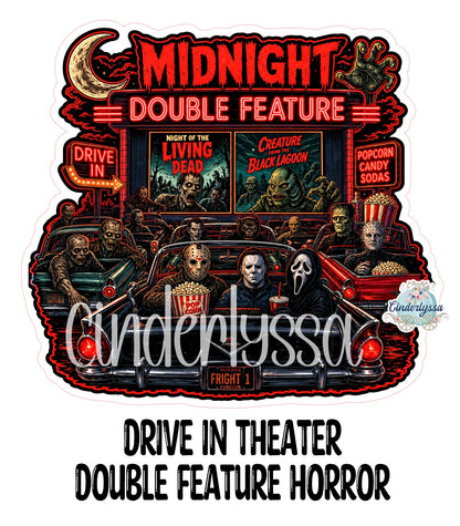Drive In Theater Double Feature Horror Cardstock Silicone Mold, Aroma Bead Molds, Premium Cardstock Images