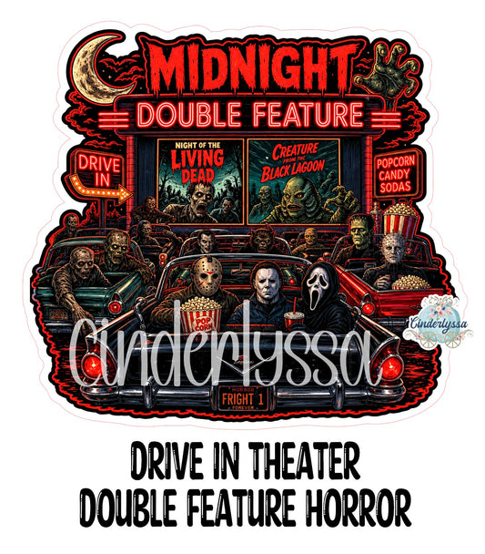 Drive In Theater Double Feature Horror Cardstock Silicone Mold, Aroma Bead Molds, Premium Cardstock Images