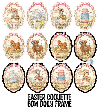 Easter Coquette Bow Doily Frame Cardstock Silicone Mold, Aroma Bead Molds, Premium Cardstock Images