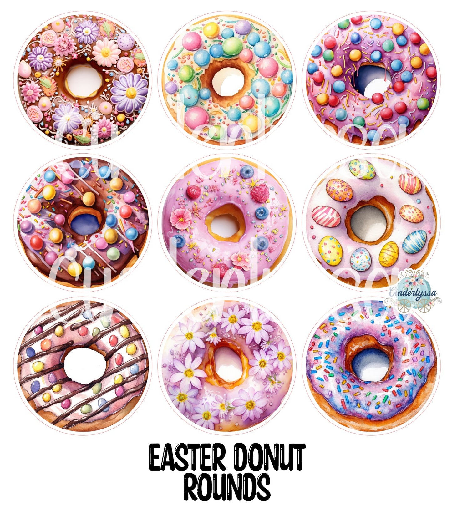 3.75 inch Round Food: Donut Easter for Cardstock Silicone Mold, for Aroma Bead Molds, Premium Cardstock Images