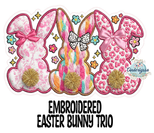 Embroidered Easter Bunny Trio Cardstock Silicone Mold, Aroma Bead Molds, Premium Cardstock Images
